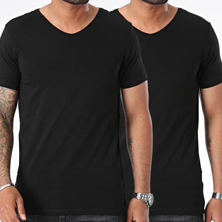 Petrol Industries - Lote De 2 Camisetas Cuello V Slim Vlycra Negro