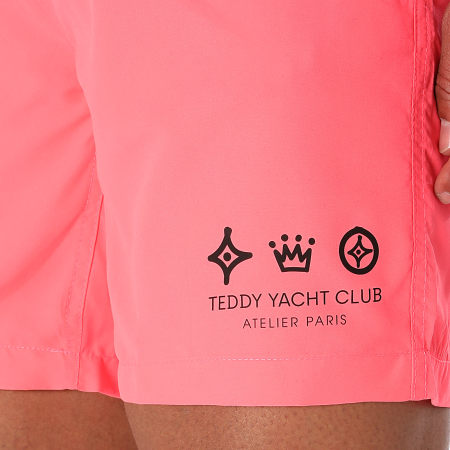 Teddy Yacht Club - Short De Bain Atelier Paris Rose Fluo Noir