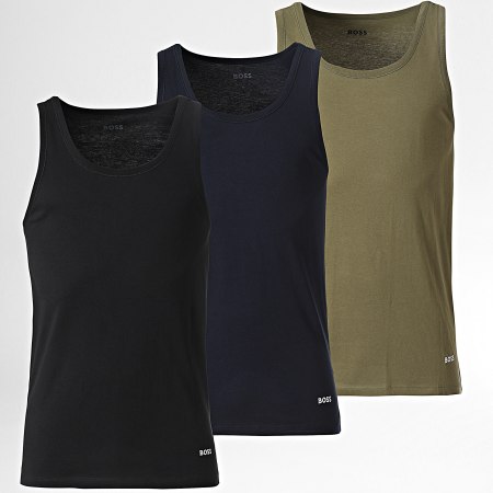 BOSS - Set van 3 tanktops 50517863 Zwart Marine Groen Khaki