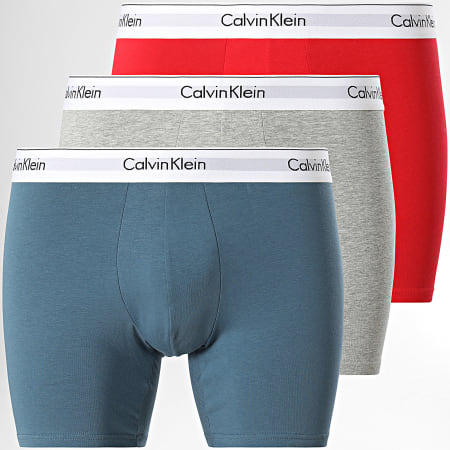 Calvin Klein - Set di 3 boxer NB2381A Grigio erica rosso blu