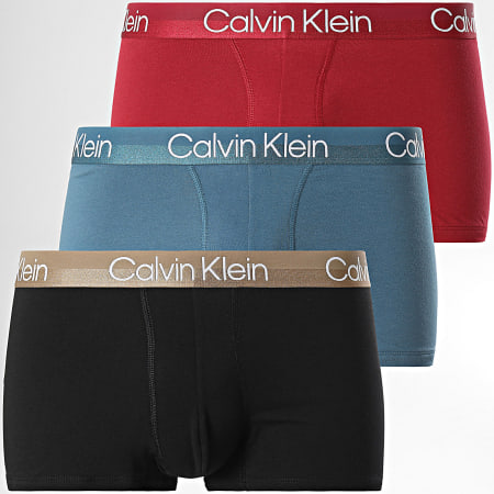 Calvin Klein - Juego de 3 calzoncillos bóxer NB2970A Negro Burdeos Azul