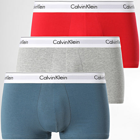 Calvin Klein - Set di 3 boxer NB2380A Grigio erica rosso blu