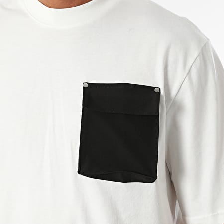 KZR - Set di maglietta con tasca bianca e nera e pantaloncini cargo