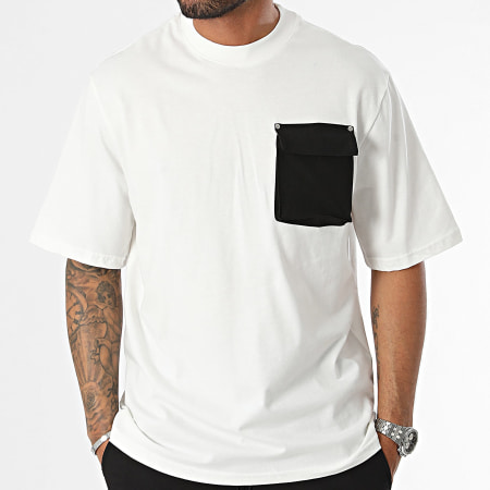 KZR - Conjunto de camiseta blanca con bolsillos negros y pantalón corto tipo cargo