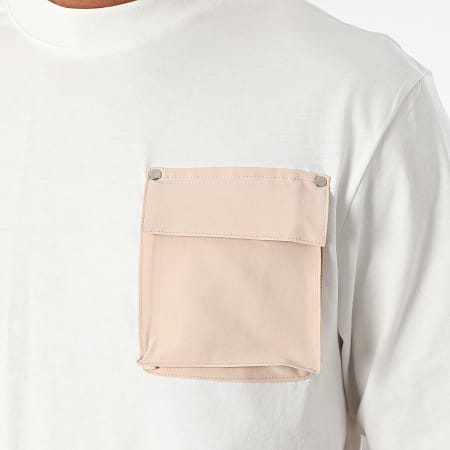 KZR - Ensemble Tee Shirt Poche Et Short Cargo Blanc Beige