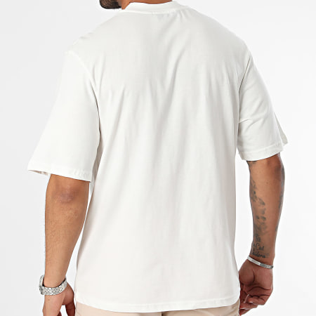 KZR - Conjunto de camiseta de bolsillo blanca beige y pantalón corto cargo