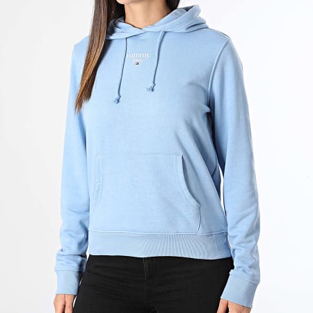 Tommy Jeans - Sudadera con capucha Essential Logo para mujer 8378 Azul claro