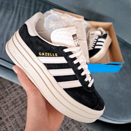 Adidas Originals - Gazelle Bold Zapatillas Mujer W HQ6912 Core Negro Calzado Blanco Nube Blanco