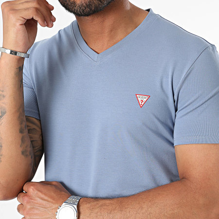 Guess - Tee Shirt Col V M2YI32-J1314 Bleu Clair