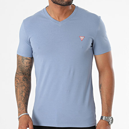 Guess - Tee Shirt Col V M2YI32-J1314 Bleu Clair