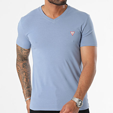 Guess - Tee Shirt Col V M2YI32-J1314 Bleu Clair