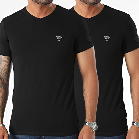 Guess - Juego de 2 camisetas con cuello en V U97G03-KCD31 Negro