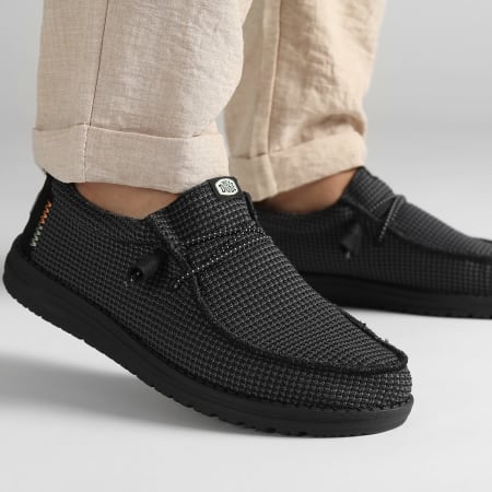 Hey Dude Wally Sport Mesh Black loafers Ryses