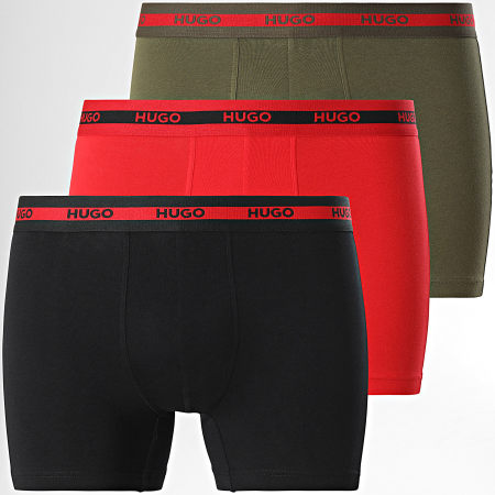 HUGO - Set di 3 boxer Tripl Planet 50520475 Nero Rosso Verde Khaki