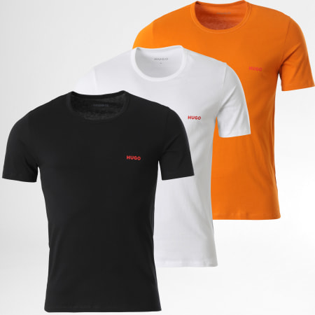 HUGO - Lote de 3 camisetas 50480088 Blanco Negro Naranja