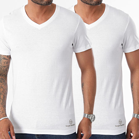 Sergio Tacchini - Lote de 2 camisetas con cuello de pico 39490136 Blanco