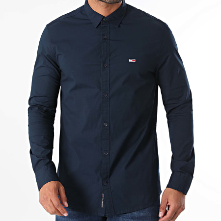 Tommy Jeans - Camicia a maniche lunghe Slim Entry Popeline 9519 blu navy