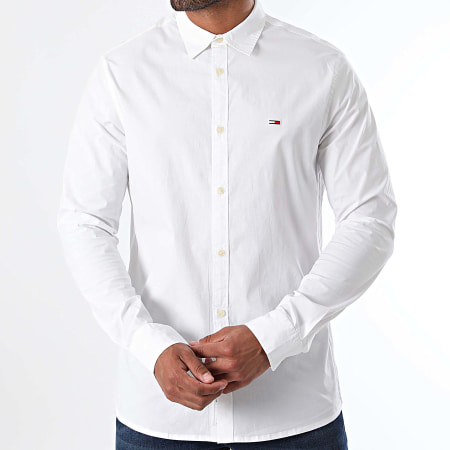 Tommy Jeans - Slim Camisa Entrada Manga Larga Popelín 9519 Blanco