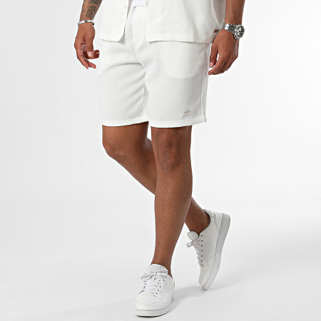 Zelys Paris - Mir Conjunto de camisa blanca de manga corta y pantalón corto de jogging