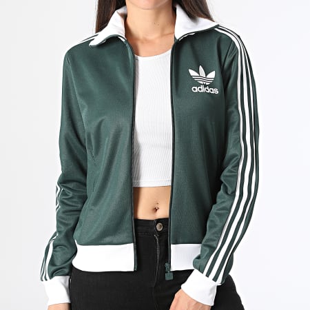 Adidas Originals - Beckenbauer Giacca con zip a righe da donna IY2221 Verde scuro