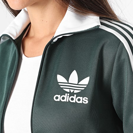 Adidas Originals - Beckenbauer Giacca con zip a righe da donna IY2221 Verde scuro