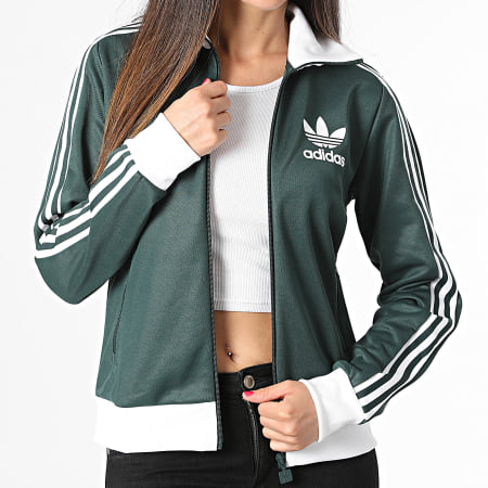 Adidas Originals - Beckenbauer Giacca con zip a righe da donna IY2221 Verde scuro