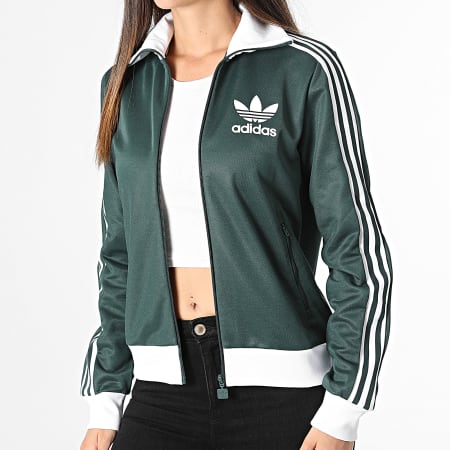 Adidas Originals - Beckenbauer Giacca con zip a righe da donna IY2221 Verde scuro