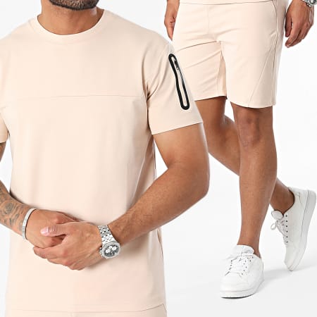 Classic Series - Conjunto de camiseta y pantalón corto de jogging beige