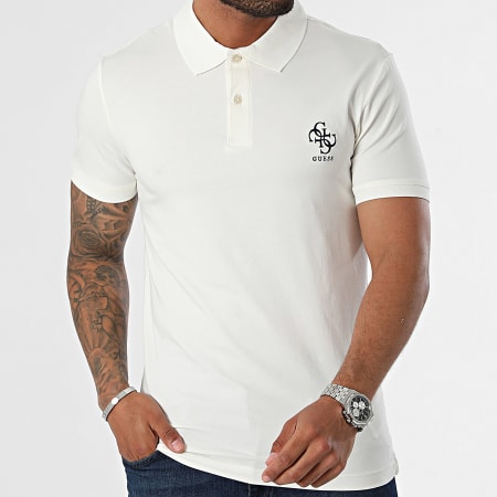 Guess - Polo Extra Slim Manga Corta M4YP66-J1314 Off White