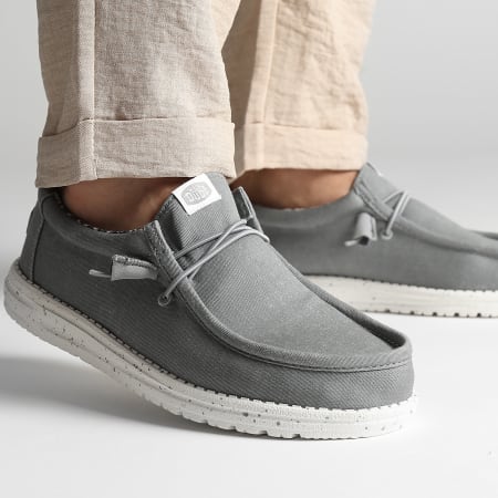 Hey Dude - Wally Stretch Canvas Lichtgrijze Loafers