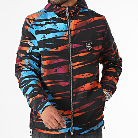 Horspist - Chaqueta con capucha y cremallera Ecrin Negro Azul Naranja Morado