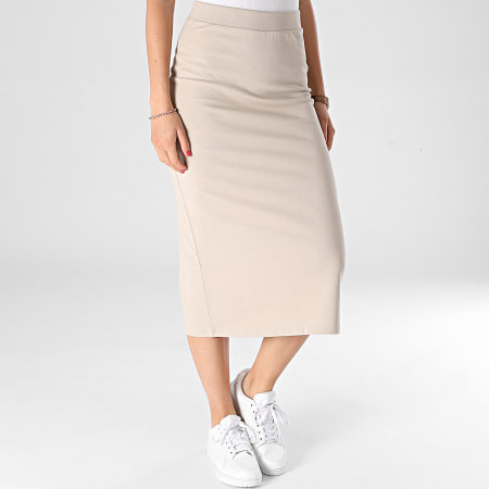 Only - Jupe Longue Femme Silvina Beige