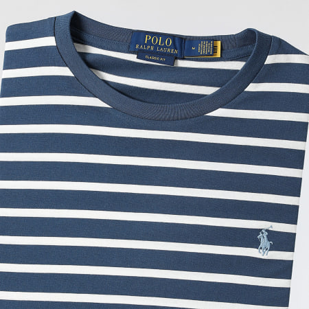 Polo Ralph Lauren - Tee Shirt A Rayures Classics Bleu Marine Blanc