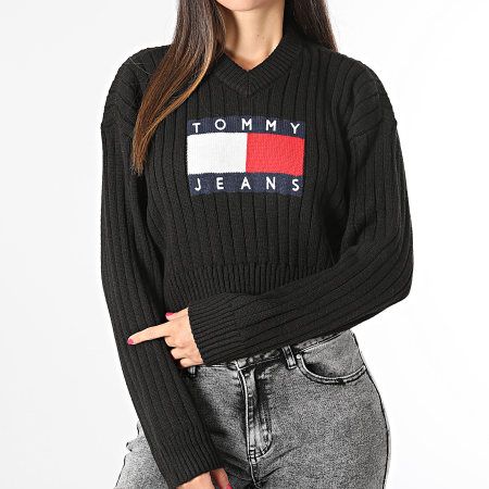 Tommy Jeans - Center Flag Women's Crop Sweater 8528 Negro