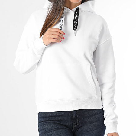 Tommy Jeans - Felpa con cappuccio con coulisse e logo 7794 bianco da donna