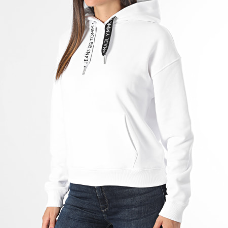 Tommy Jeans - Felpa con cappuccio con coulisse e logo 7794 bianco da donna