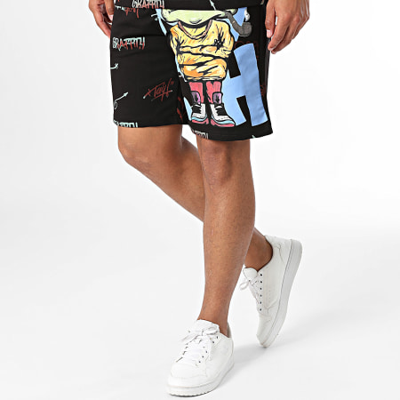 2Y Premium - Zwart oversized T-shirt en joggingshortset