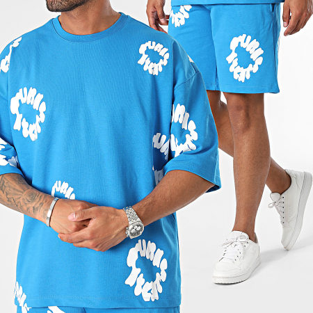 2Y Premium - Conjunto de camiseta oversize azul King y pantalón corto de jogging