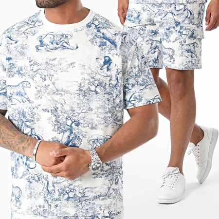 Classic Series - Blauw Wit Oversized T-shirt en Cargo Short Set