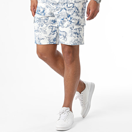 Classic Series - Blauw Wit Oversized T-shirt en Cargo Short Set