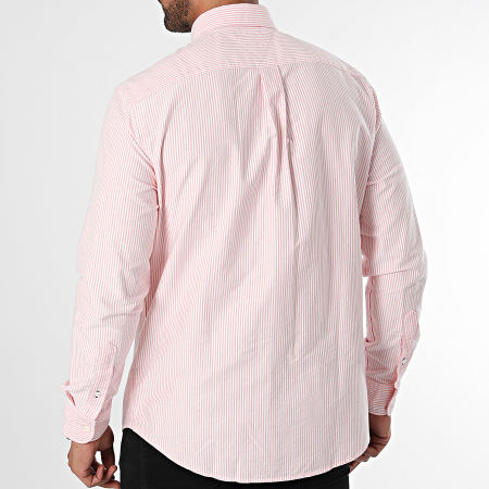 Tommy Hilfiger - Camicia Heritage Oxford a righe a manica lunga 6238 Arancione Bianco Heather