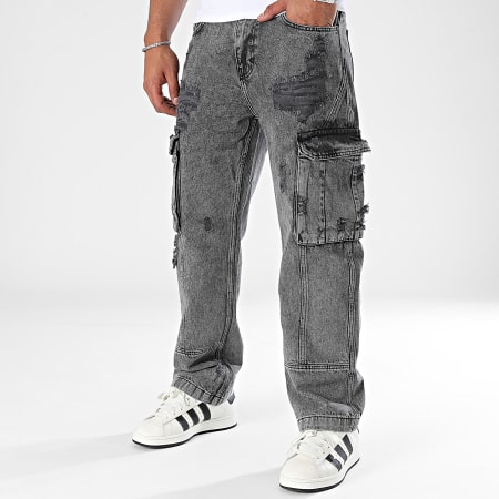 2Y Premium - Houtskool Grijze Baggy Cargo Jeans