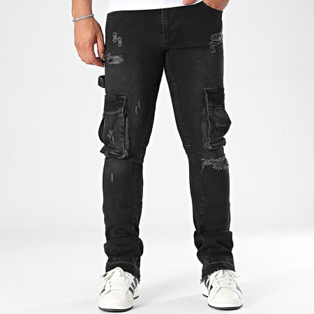 2Y Premium - Zwarte normale Cargo jeans