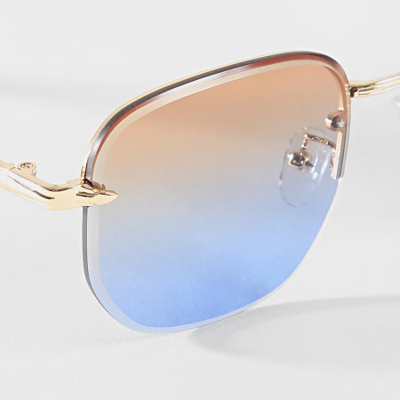 Frilivin - Lunettes De Soleil Marron Bleu Doré