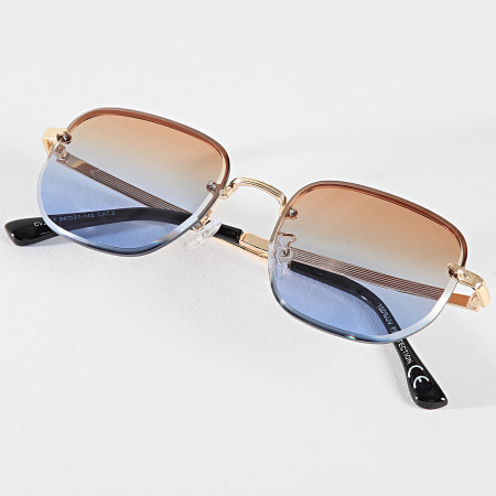 Frilivin - Lunettes De Soleil Marron Bleu Doré