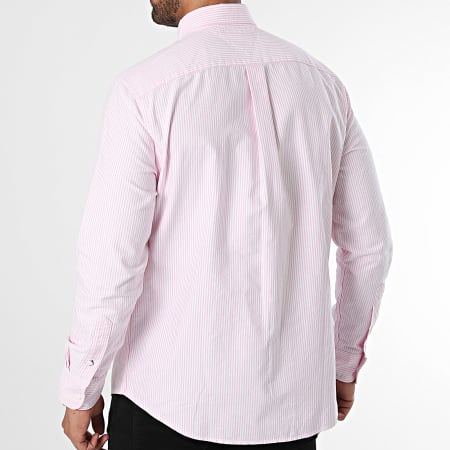 Tommy Hilfiger - Camicia a maniche lunghe Heritage Oxford Stripe 6238 Rosa Heather Bianco