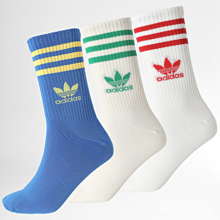 Adidas Originals - Lot De 3 Paires De Chaussettes Crew Sock IX7512 Blanc Bleu Roi