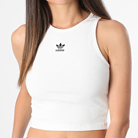 Adidas Originals - Débardeur Crop Femme Ess Rib IY9648 Blanc