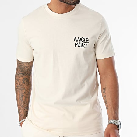 Angle Mort - Conjunto de camiseta y pantalón corto beige negro Death Angle