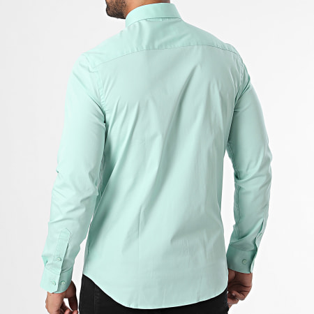 Calvin Klein - Camisa Slim Popelina Manga Larga 0856 Verde Claro